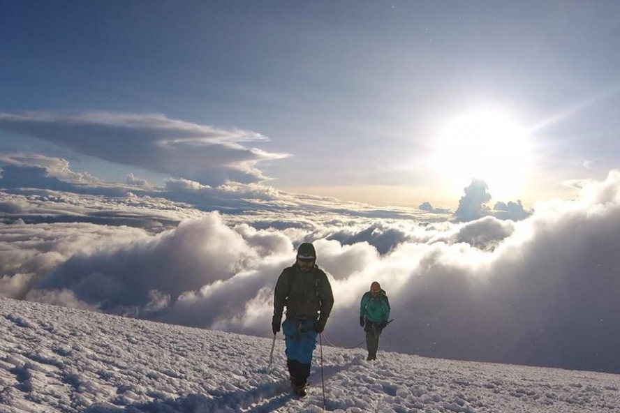 Climbing Ecuador’s volcanoes requires skilled mountain guides due to volatile weather and conditions.