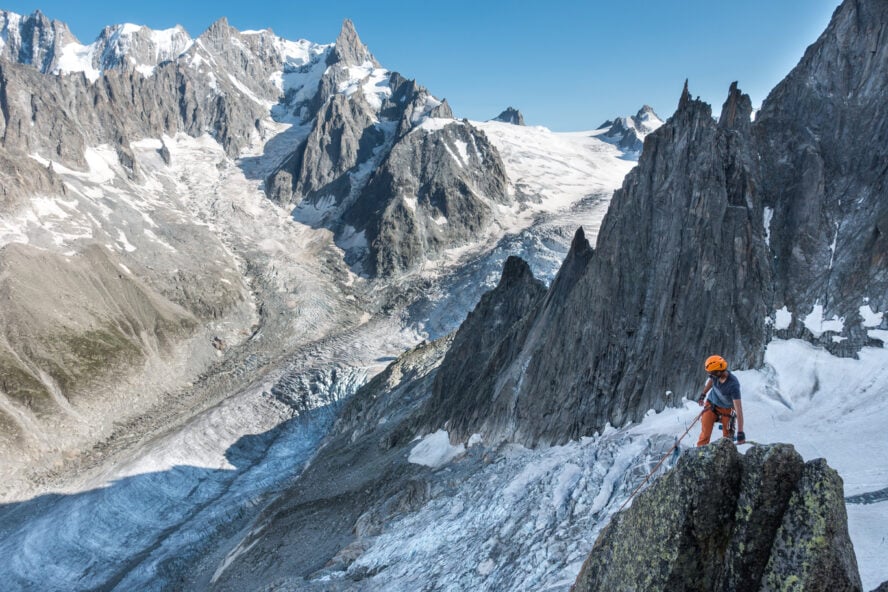 On top of Pointe des Nantillons, Envers, Chamonix, with the famous Mer de Glace (glacier) and Dent du Géante in the background