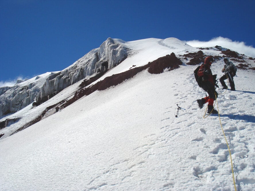 Ecuador mountain guides during an expedition on Chimborazo.