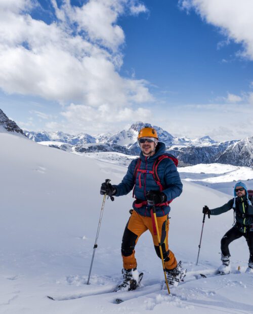 Backcountry skiing in the Dolomites, Italy