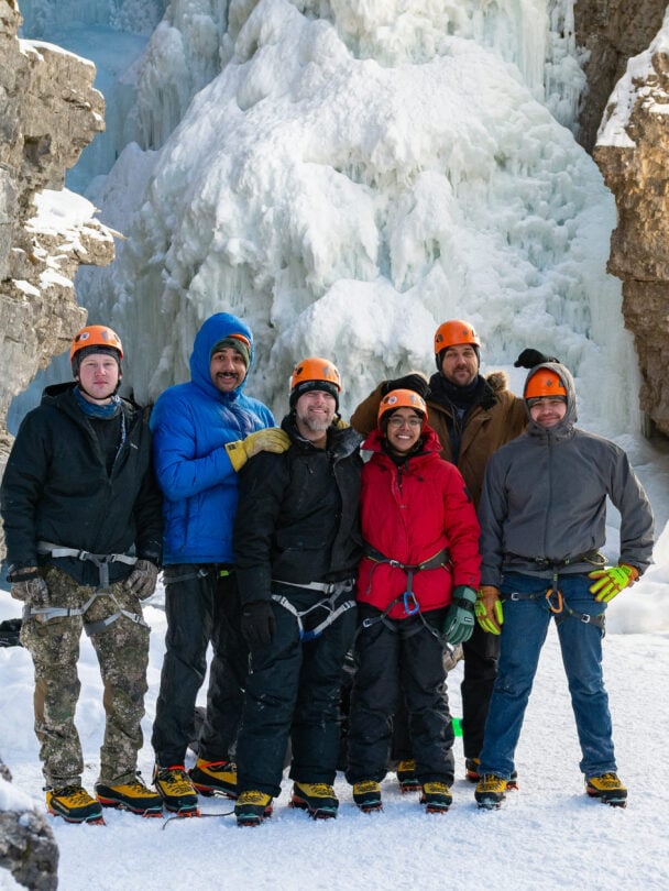 snow covered ice climbing