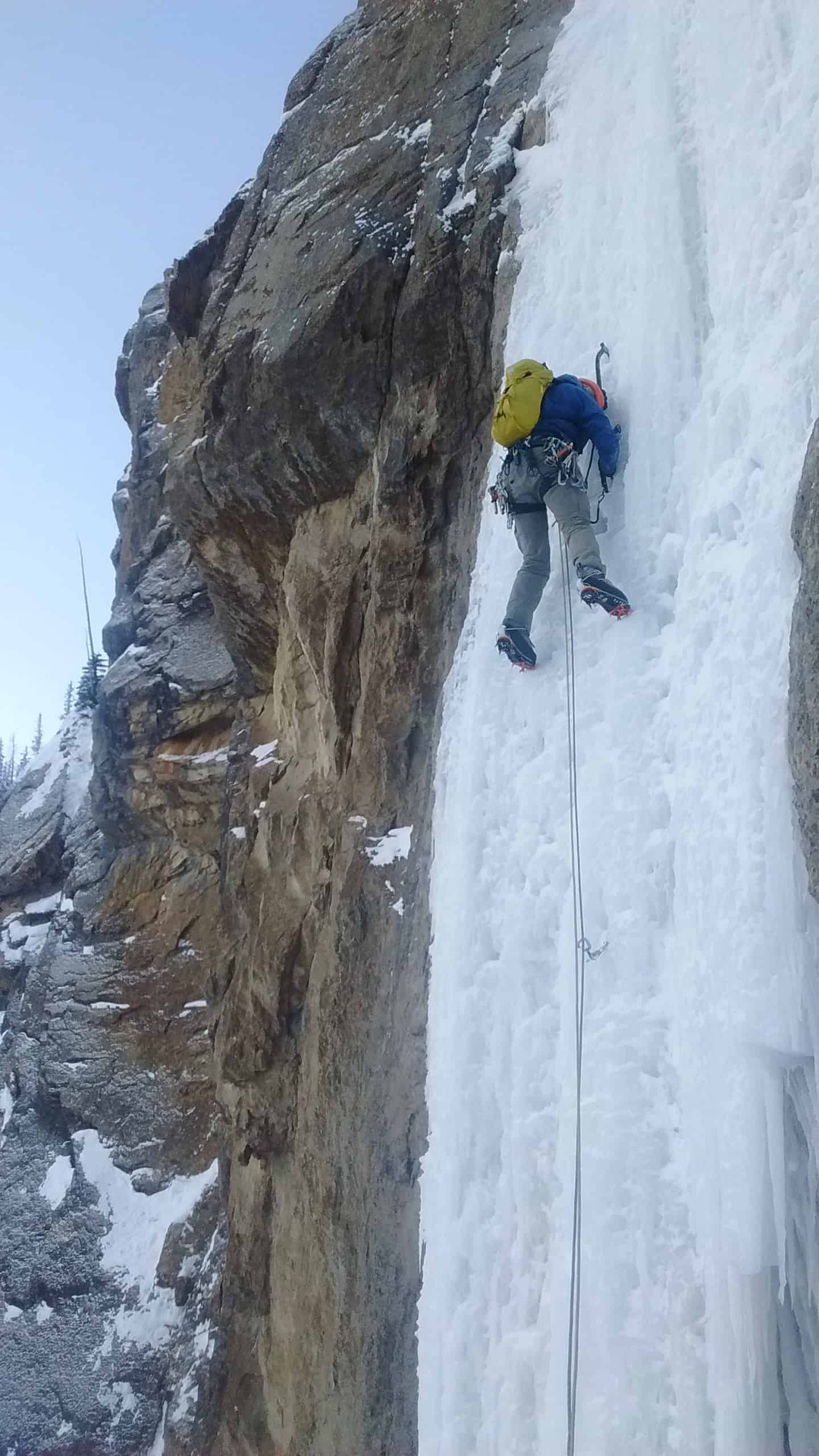 An ice climber on an adventure in the Canadian Rockies