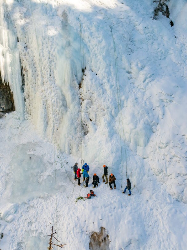 snow covered ice climbing