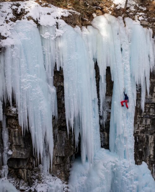 Ice climbing in Snoqualmie Pass, Washington