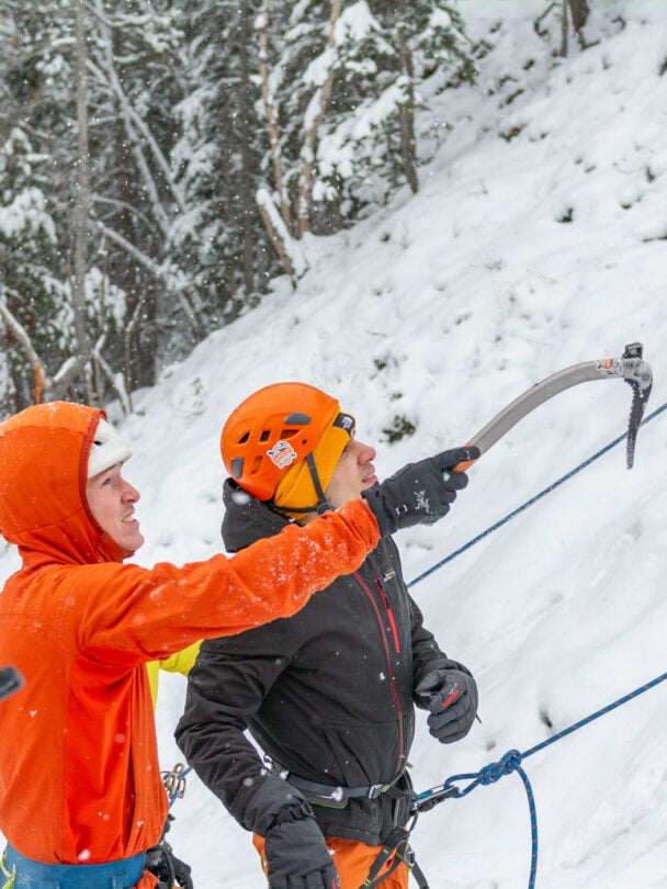 snow covered ice climbing