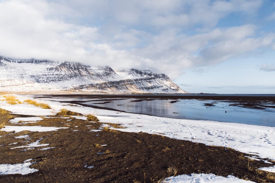 The rugged coastline of the East Fjords attracts fewer tourists, but certainly not for lack of splendor. In fact, it’s one of the best ski touring areas in Iceland!