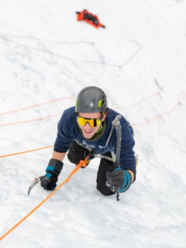 snow covered ice climbing