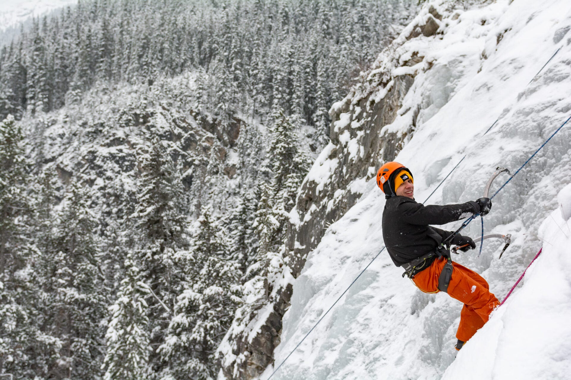 snow covered ice climbing