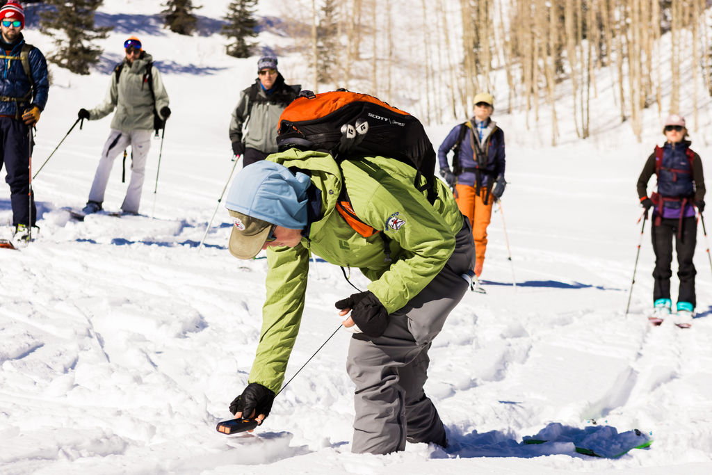Testing snowpack with avy gear