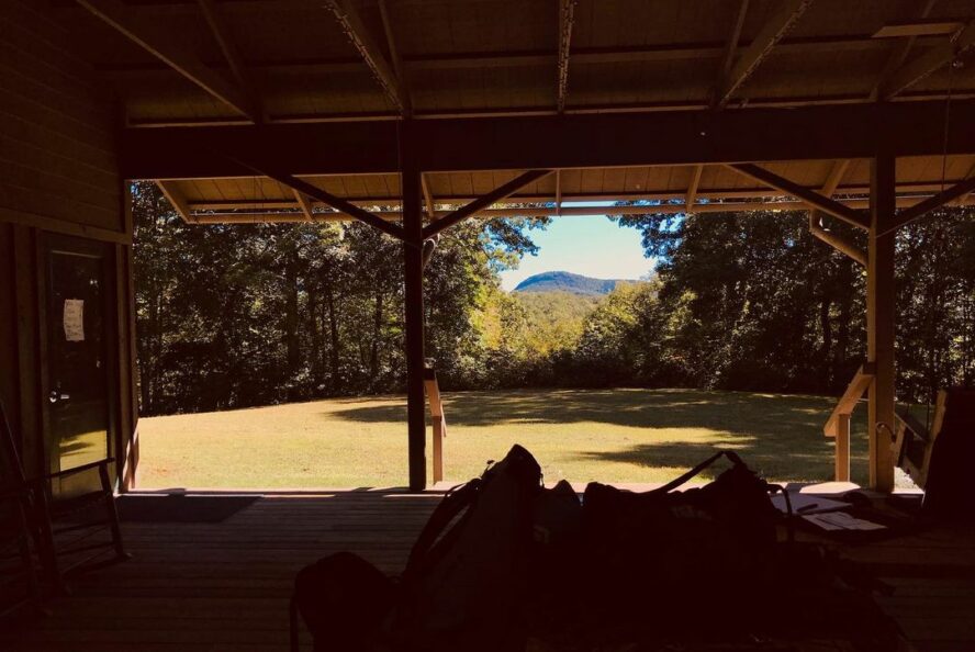 The view of Cedar Rock from the Outward Bound base camp, close to Looking Glass Rock in North Carolina’s Pisgah National Forest.