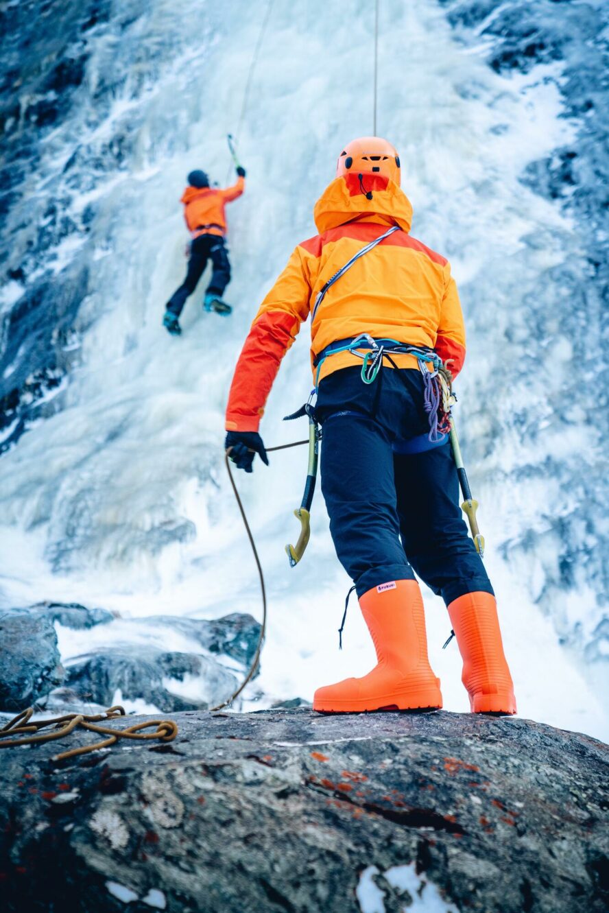 Swinging an ice tool is similar to swinging a hammer; you want accuracy and power to come from your forearm and wrist.