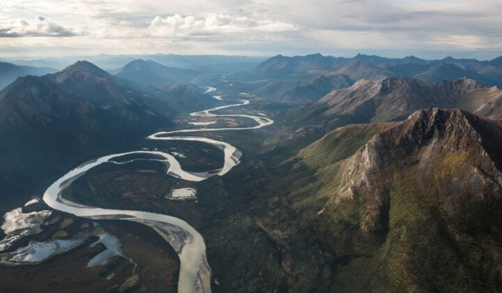 Aerial panorama of Brooksrange river