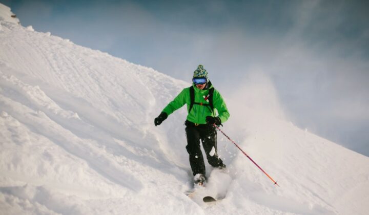 Backcountry skier in the Dolomites