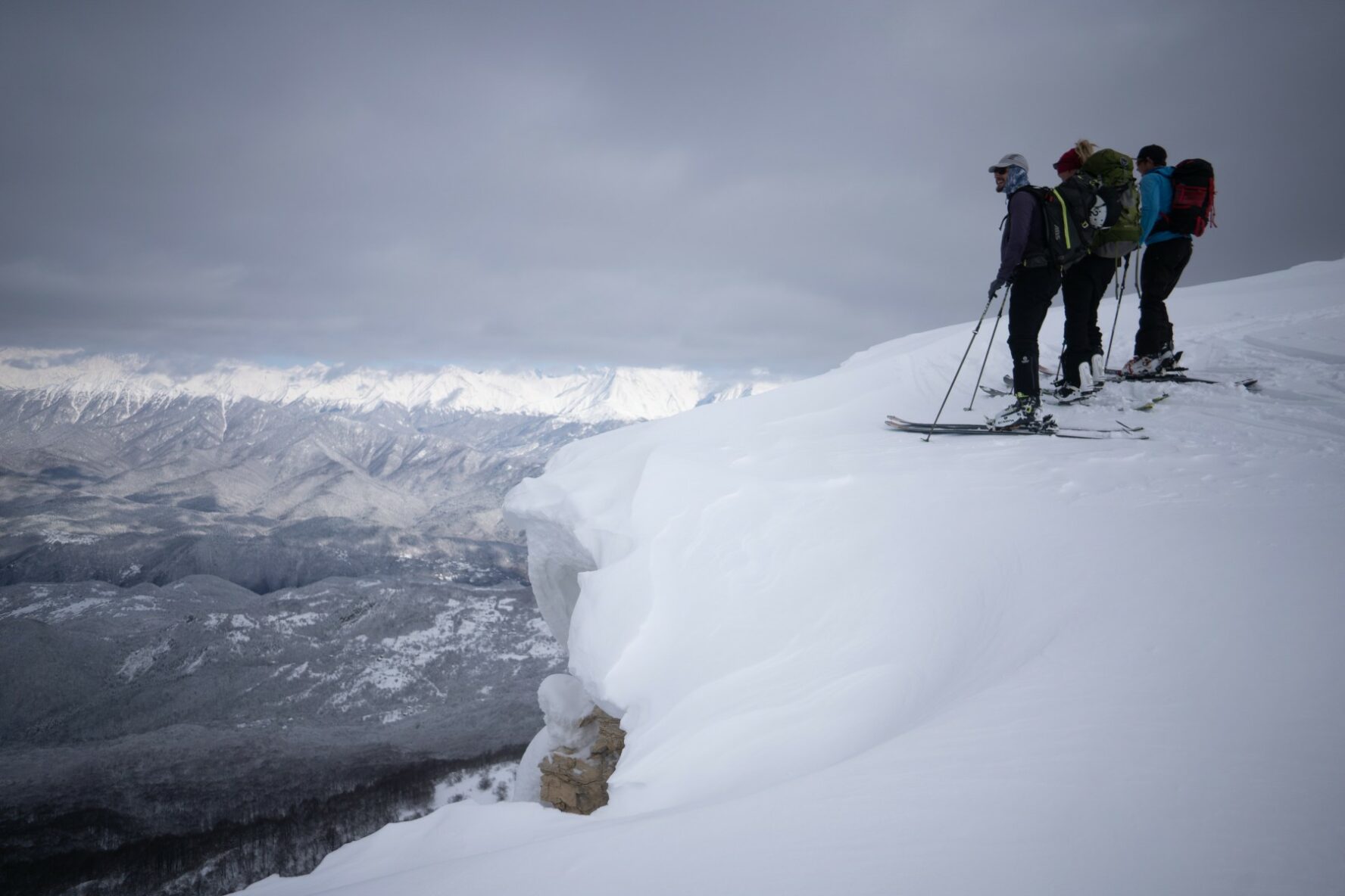 Backcountry skiers and a beautiful scenery in Racha