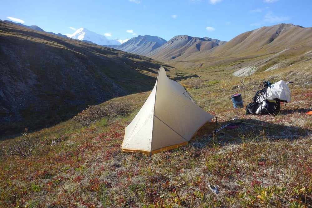 A tent and camping equipment in Denali