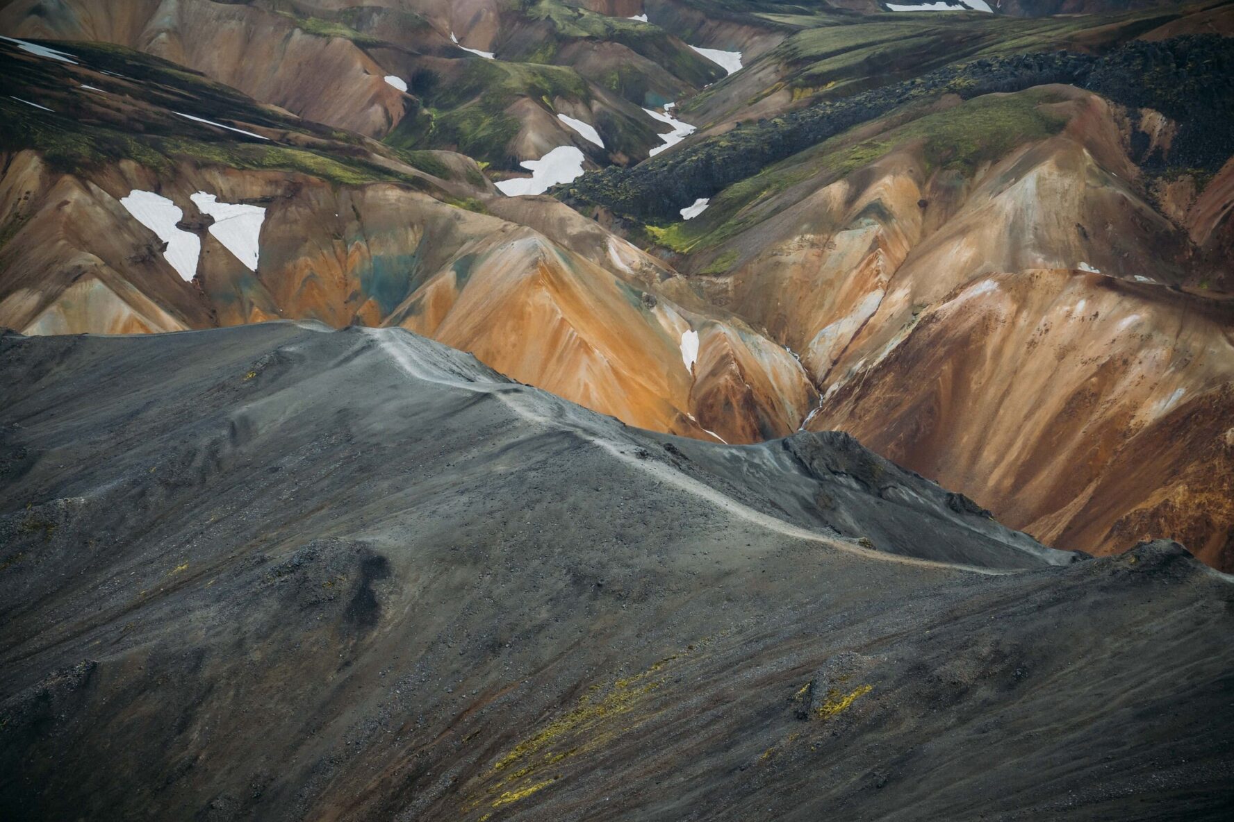 Laugavegur trail in Iceland aerial