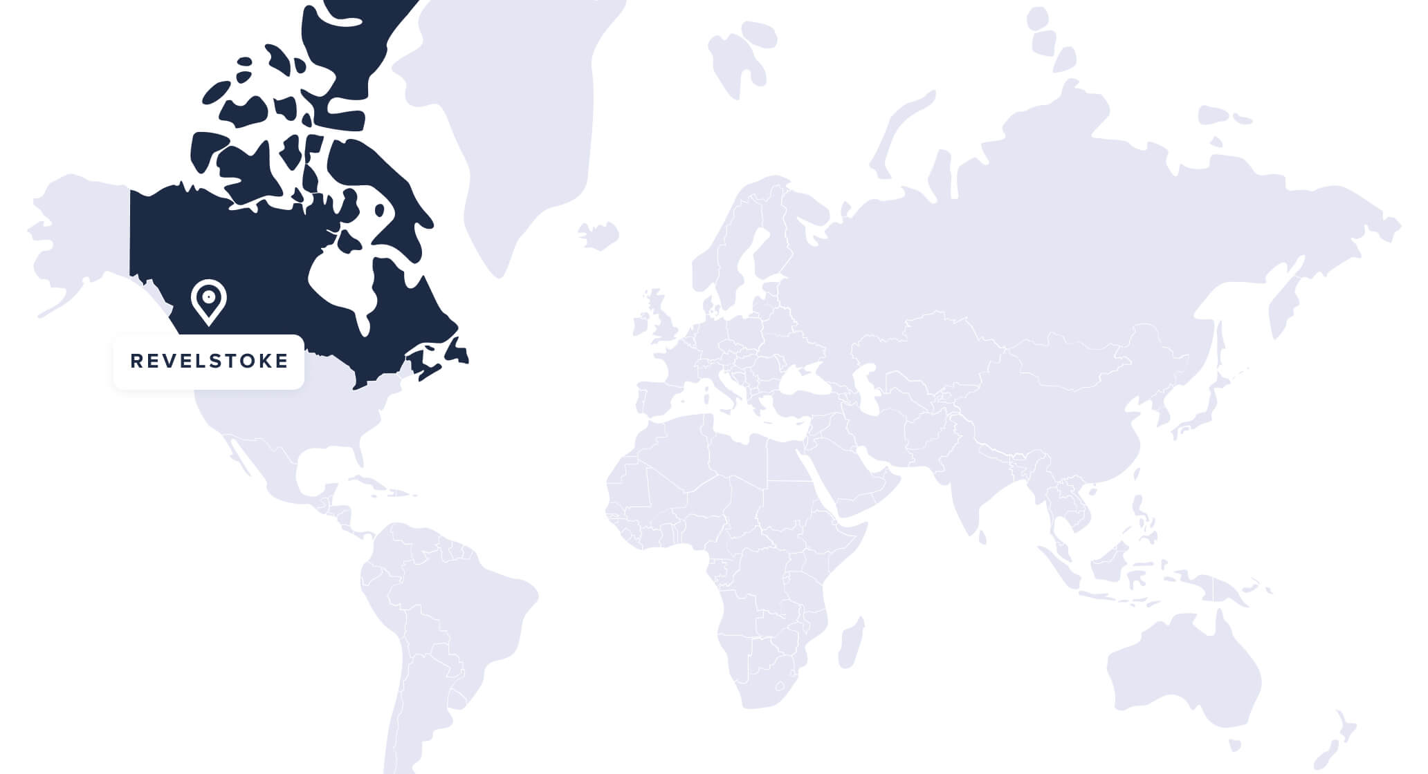 Map showing the location of Canada and Revelstoke on the world map