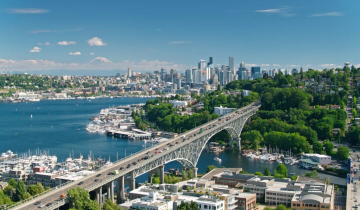 Seattle and Mt Rainier