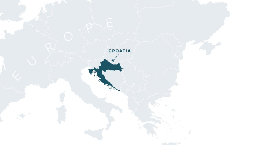 Map showing Croatia's location in Europe