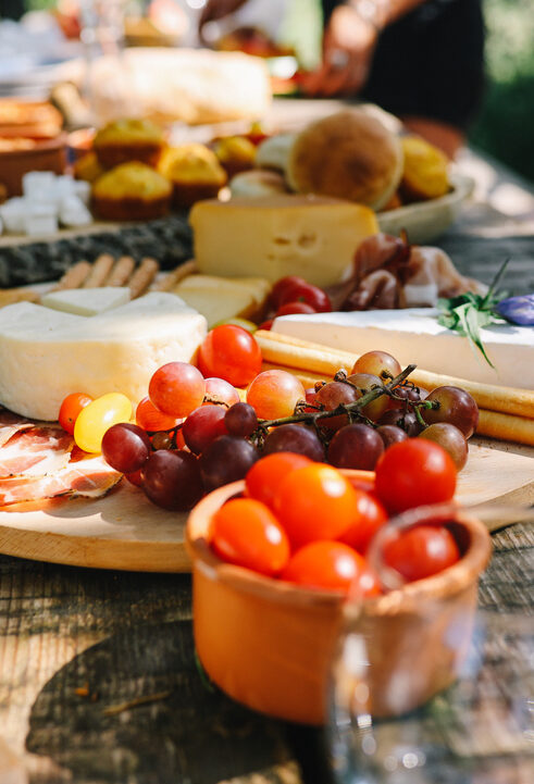 Various Mediterranean foods prepared for a picnic in the nature.