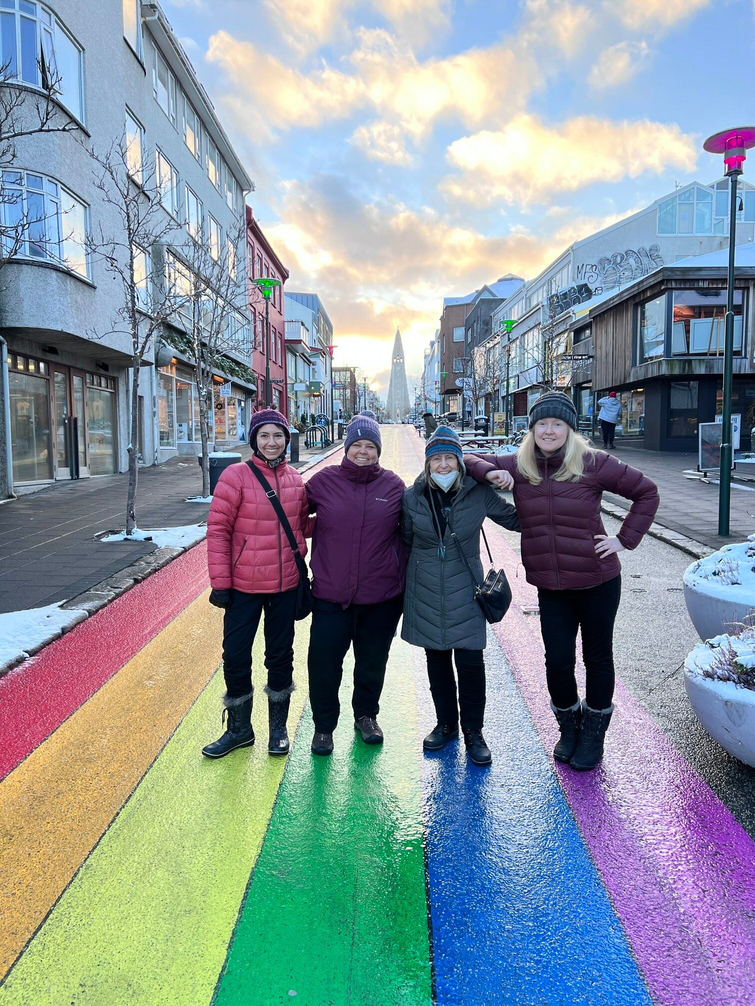 Rainbow street and the blue lagoon in Iceland