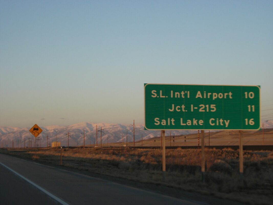 A Salt Lake City International Airport traffic sign