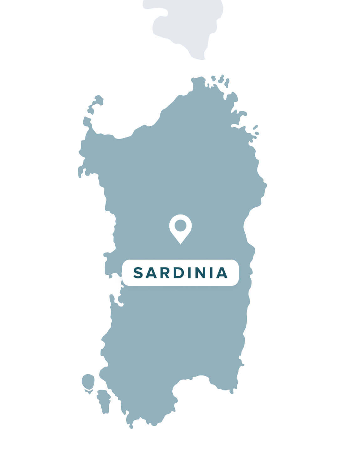 Sardinia as zoomed in on the map of Europe.