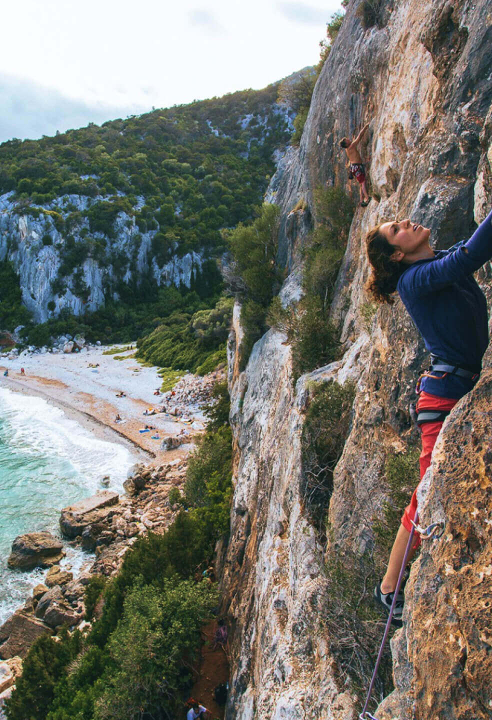 Sardinia has lots of rock climbing spots on the cliffs just beside the Mediterranean Sea.