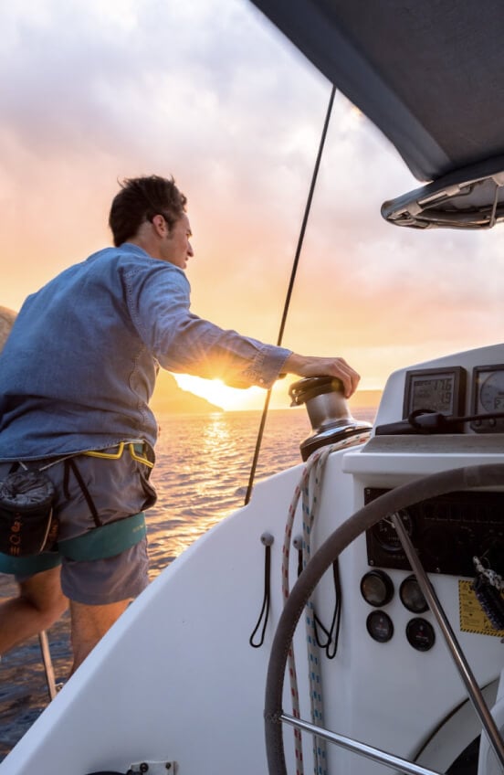 Sailing into the majestic sunset in Sardinia.