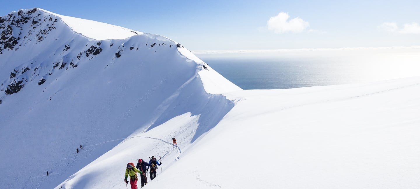 The ski ascent on the Svalbard peaks is challenging yet extra rewarding at the same time.