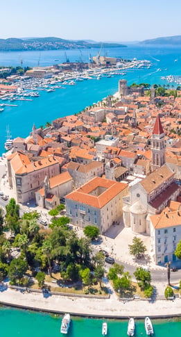 Aerial view of Trogir in summer, Croatia