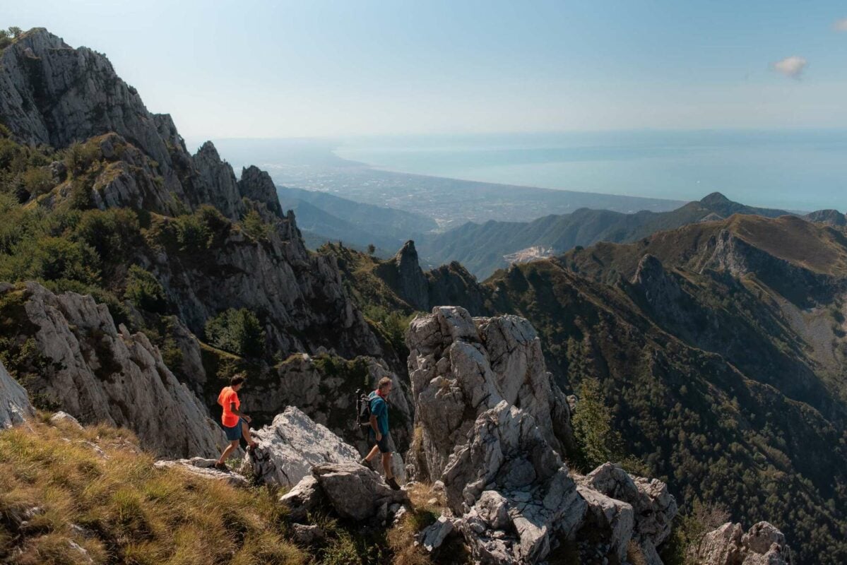 Two hikers in the Apuan Alps