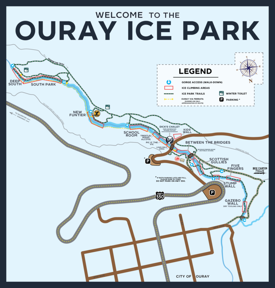 Map of the Ouray Ice Park.