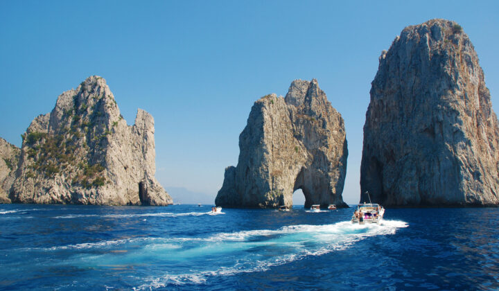 Faraglioni rocks of Capri island, famous touristic destination