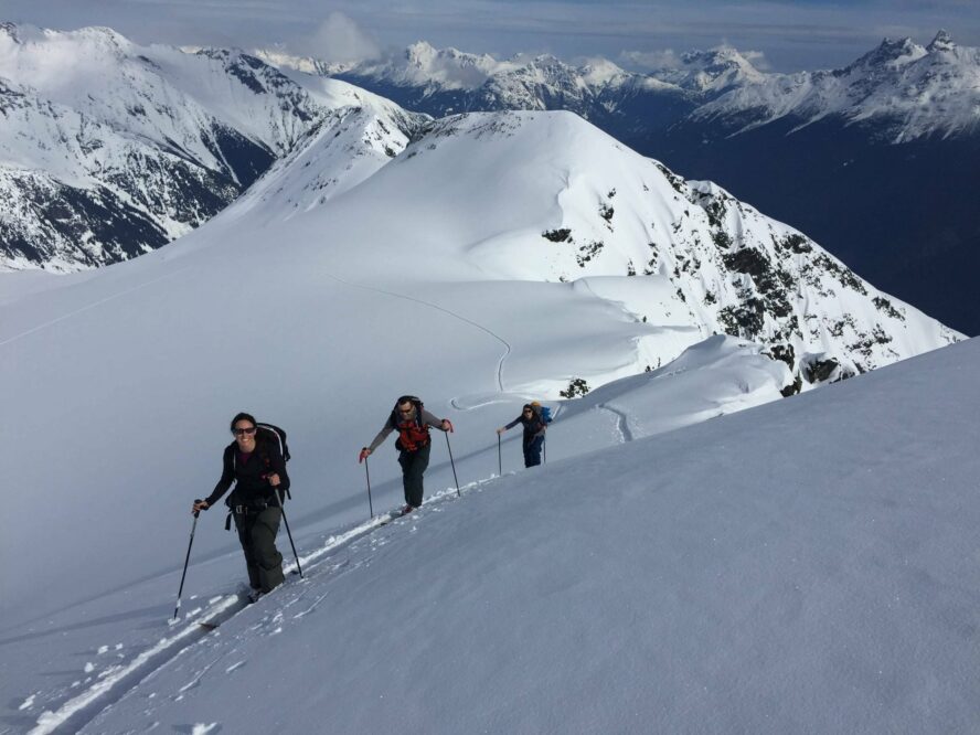 Backcountry skiing in Duffey Lake