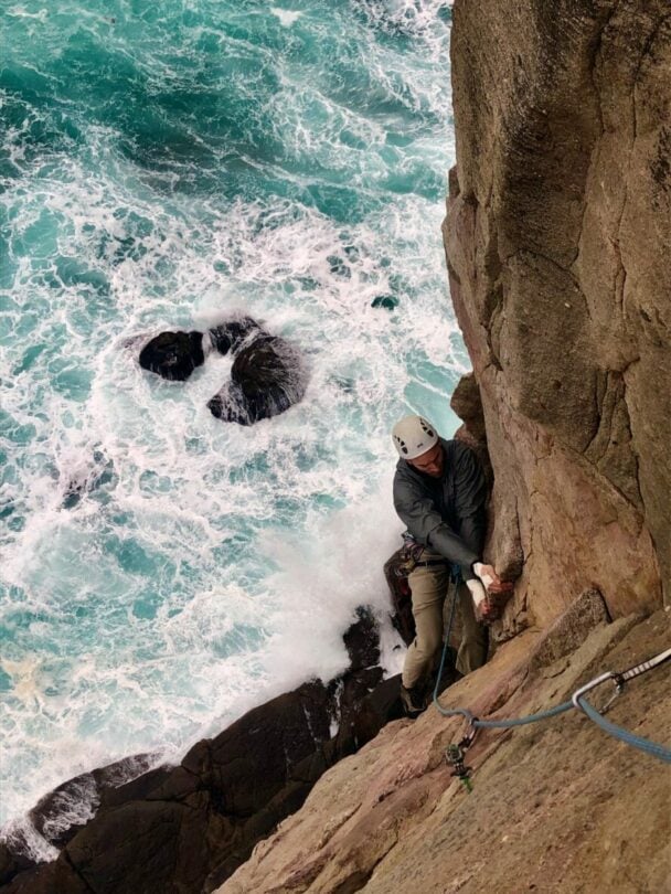 A woman climbing at Long Dong