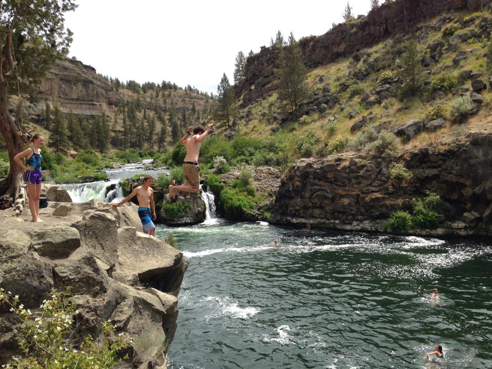 Climbers participating in fun activities in Smith Rock State Park