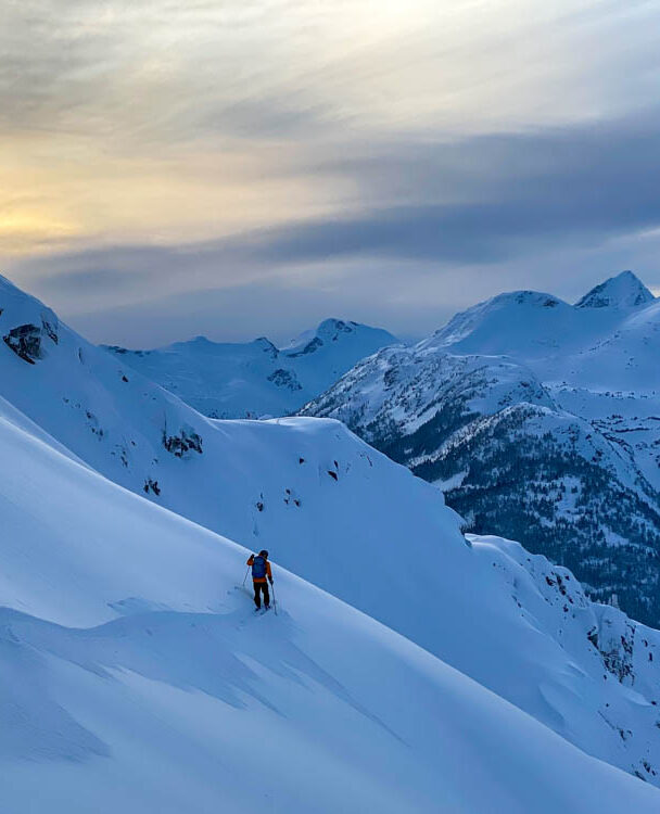 Backcountry skiing in Duffey Lake