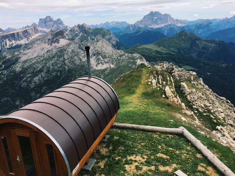 The highest sauna in the Dolomites, Italy