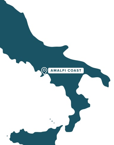 Position of the Amalfi coast in Italy