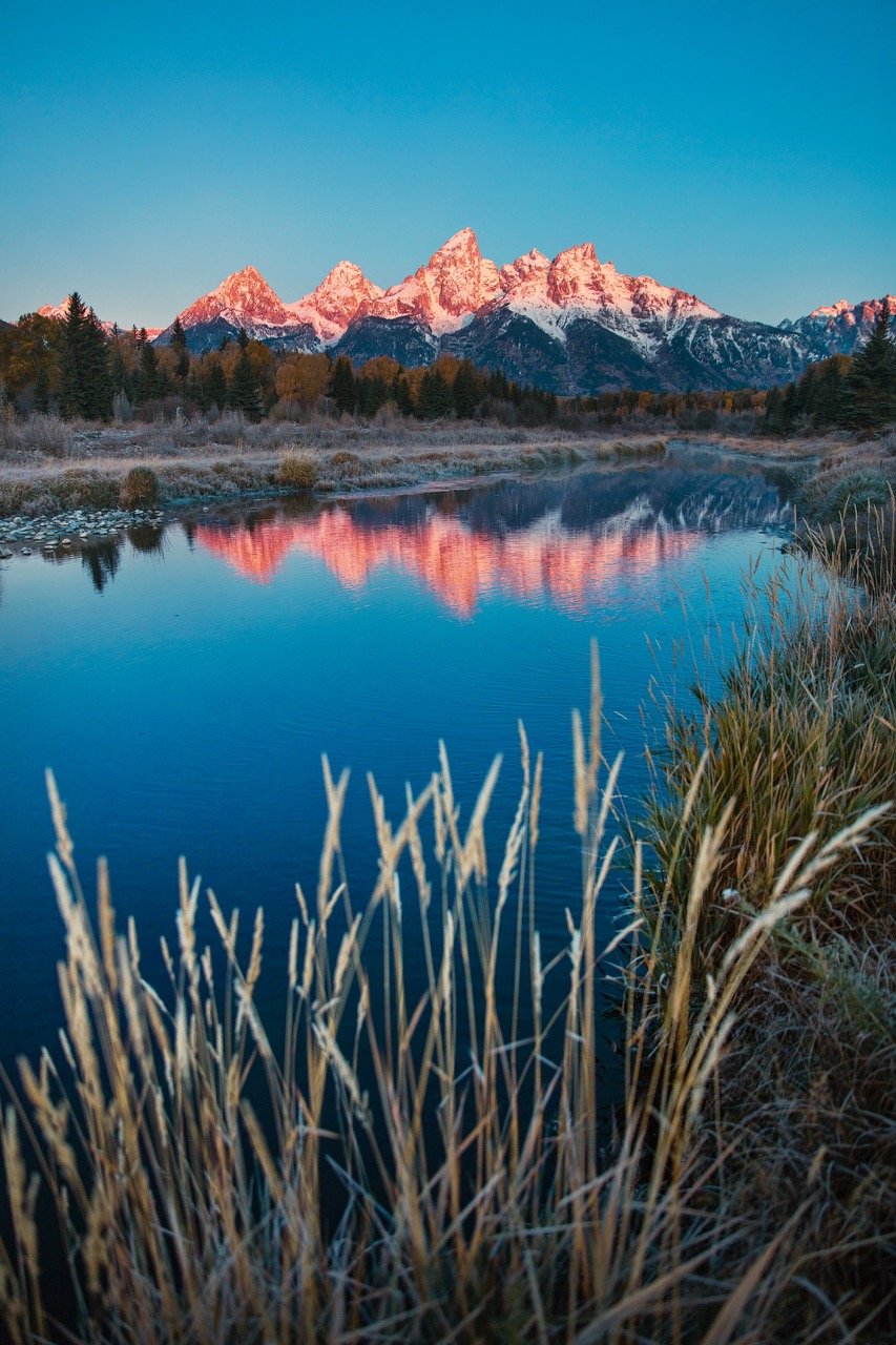 Grand Teton reflecting in a lake