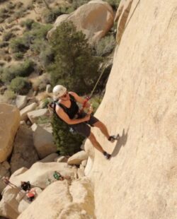 Trad rock climbing camp in Joshua Tree National Park, California