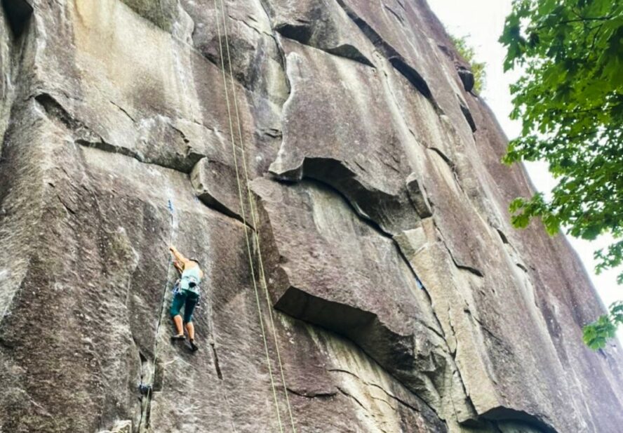 The Lower Town Wall is a great option for climbing on sunny, warm days because of the shade the trees provide.