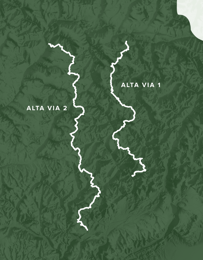 Small map of Alta Via I and Alta Via II treks