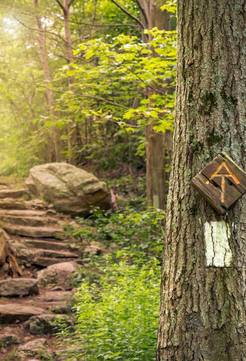 The signpost on the northern part of the Appalachian Trail.