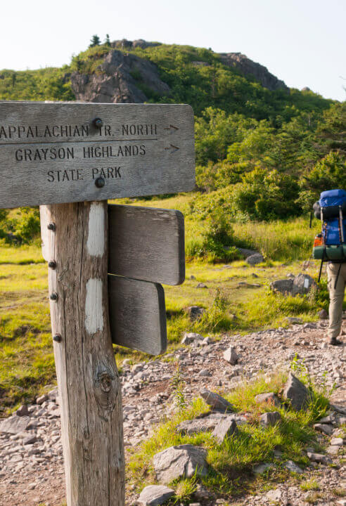 The signpost on the northern part of the Appalachian Trail.