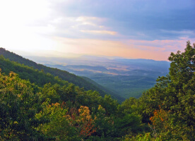 A lovely layered sunset view of the Appalachian Trail forests.