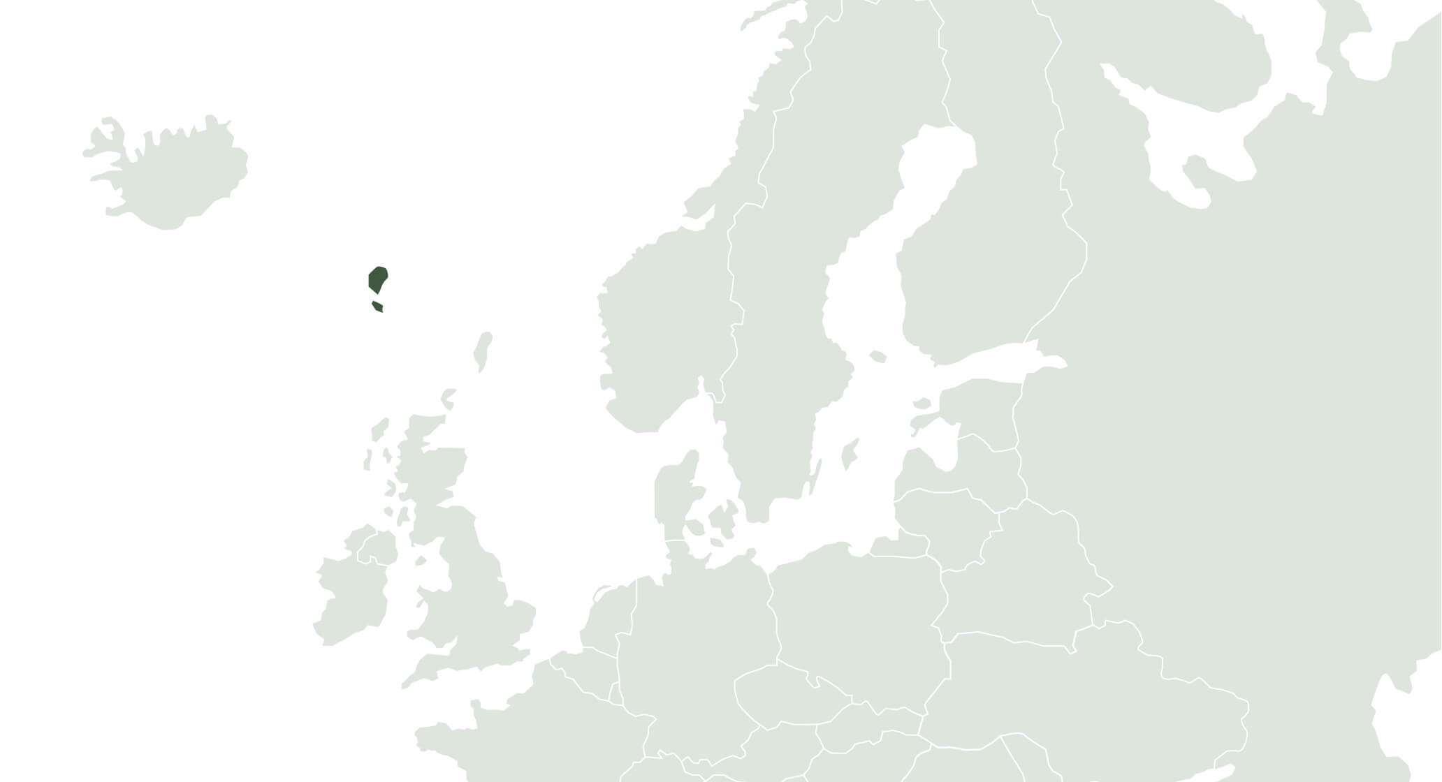 Location of Faroe Islands on the full map of North Europe.