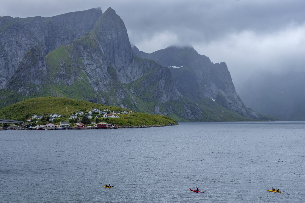 Kayaking in the Lofoten islands, Norway