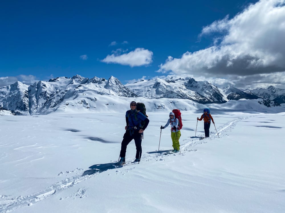 Ski mountaineering on Garibaldi Neve Traverse, BC